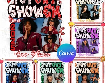 Canva Template Graduation Insert Photos Editable, Pop Out Graduation Senior Canva Editable Png, Graduation 2025 Png, Graduate 2025 Template