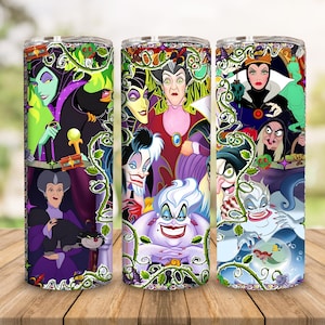 Halloween Cartoon Tumbler Wrap, Villains Cartoon Halloween Skinny Tumbler, Squad Girls 20oz Tumbler