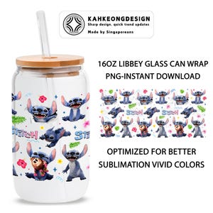 Emballage de boîte de conserve en verre de 16 oz, personnage de monstre bleu, emballage de boîte de conserve en verre de 16 oz dessin animé, emballage de boîte de conserve en verre Libbey de 16 oz, emballage de canette en verre de 16 oz 16 oz