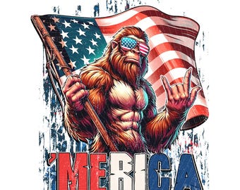 Funny Patriotic Bigfoot Design Png, Red White And Bigfoot Png, Stay Trashy America Png For Sublimation, 4th Of July Png, Funny Bigfoot Png