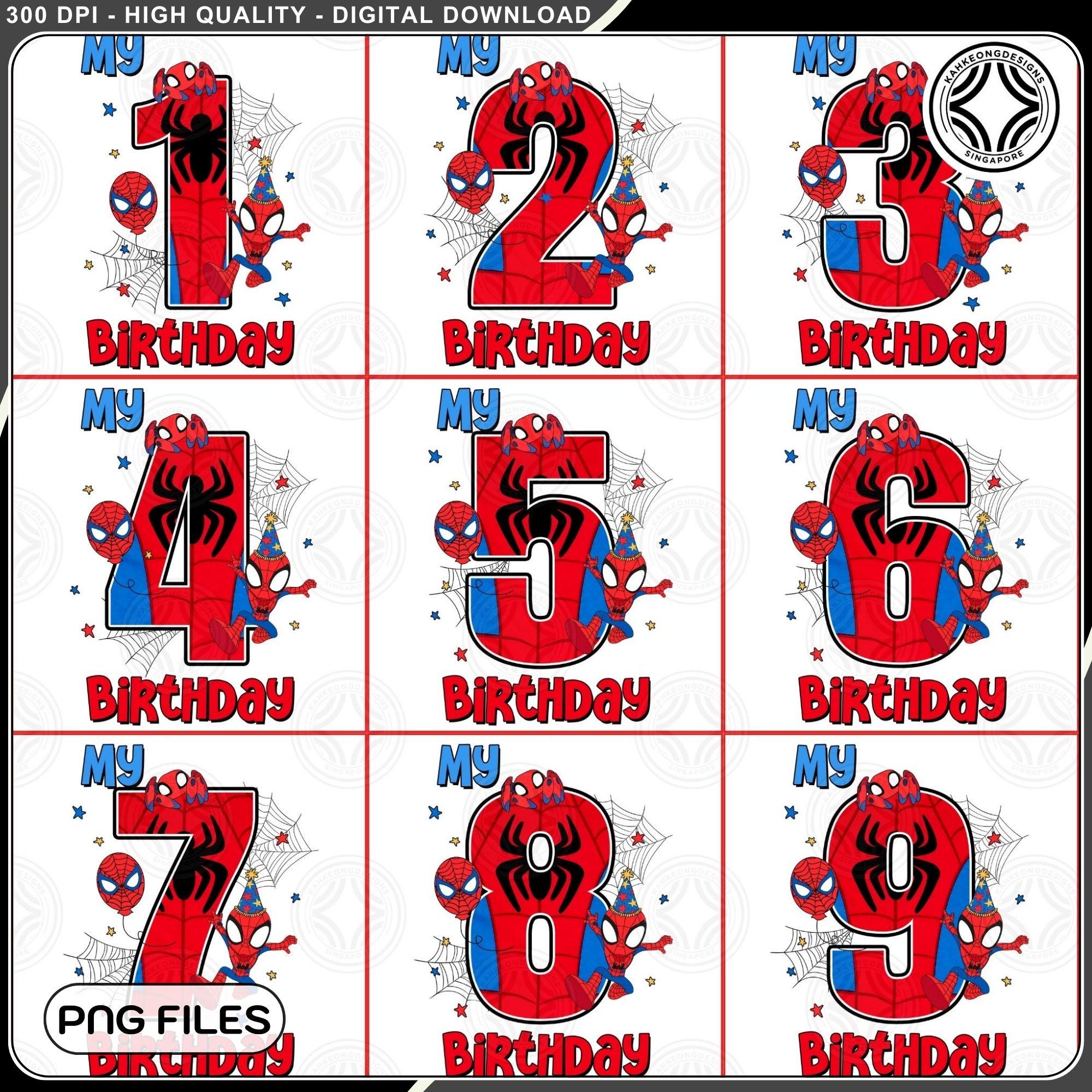 Custom Spider Hero 1-9 Birthday Boy Png, Family Birthday Spider Png, Superhero Birthday Png, Spidey Birthday,Hero Birthday Png, Digital File