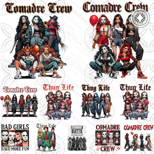 10+ Película de terror de la tripulación de comadre Png, Asesino de películas de chicas Png, Amigo de terror de Halloween Png, Vibraciones de Halloween Png, Halloween retro Png