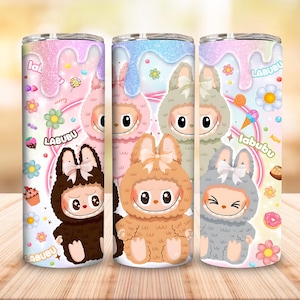 Doll Cartoon 20oz Skinny Tumbler Wrap Png, Cartoon 20oz Tumbler Wrap, Perfect Gift for Kids Png, Trending Pink Cartoon Character Design