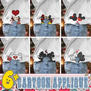 6+ Valentine Cartoon Applique Embroidery Bundle, Valentine Cartoon Coquette Embroidery Design, Retro Valentine Embroidery Design