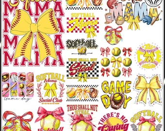 15+ Bundle Softball Game Day Png, Funny Softball Png, Softball Lovers Shirt Design, Softball Mama Shirt Png, Sports Coquette Bow Png