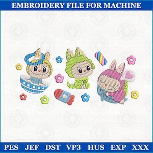 Movie Cartoon Embroidery Design, Cute Monster Doll Embroidery Design, Cute, Fluffy Monster Embroidery 3 Size, Instant Download
