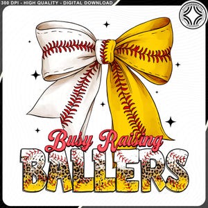 Busy Raising Ballers Png, Softball And Baseball png, Softball Mama Png, Retro Baseball Bow Png, Retro Game Day, Baseball Mama, Digital File