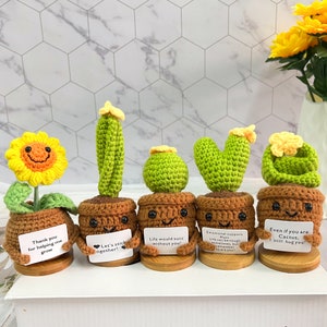 5PCS crochet smiling sunflower/LOVE cactus/Plant/Flowerpot planting,Potted plant,Home Decor,Flower Pots,Crochet succulent/Cactus