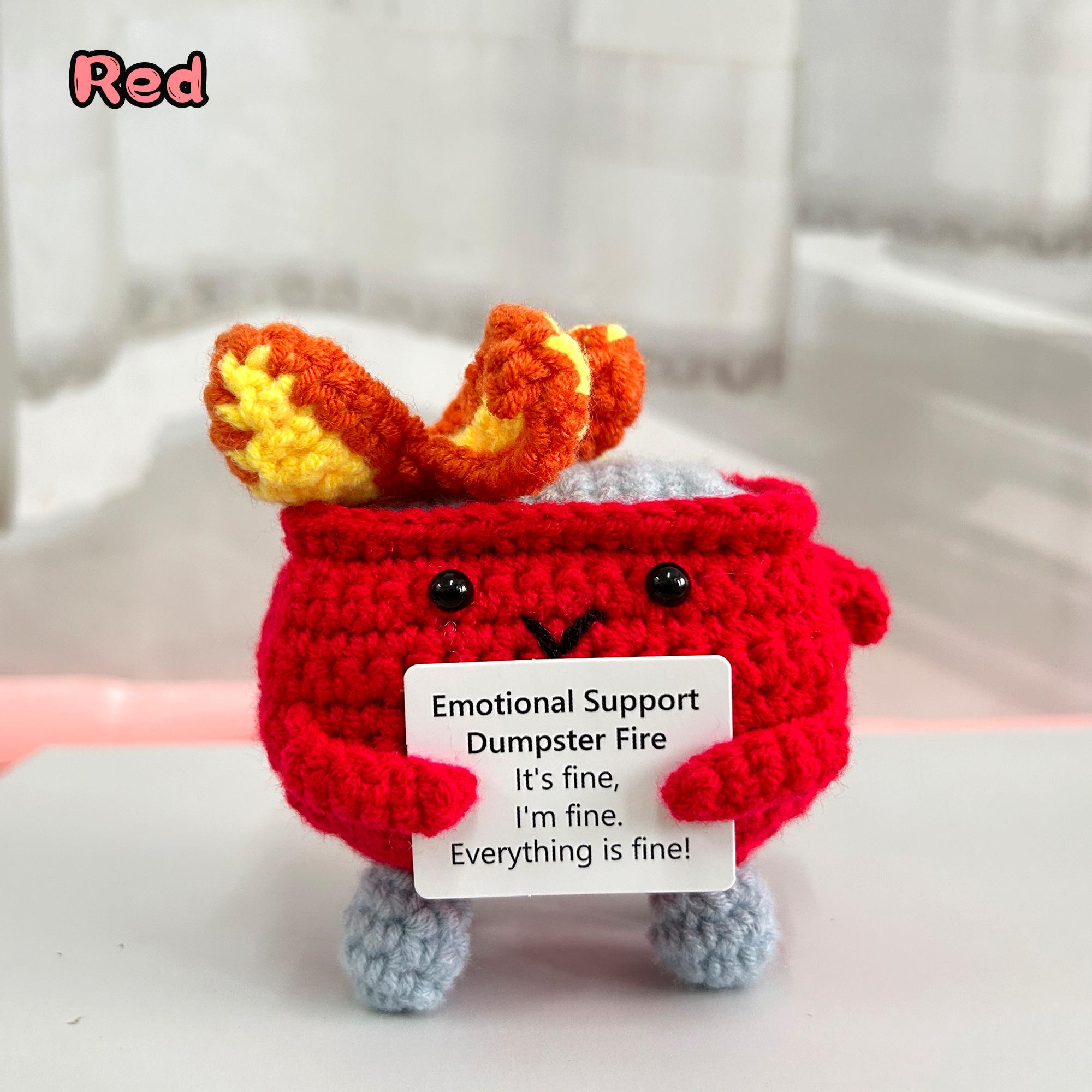 Crochet Trash Can,Burning Trash Can,Thank you for Supporting Me,Emotional Support Dumpster Fire,I&#39;m fine,InterestingGift,Back to school gift