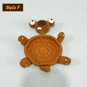 Adorable Crochet Critter Coaster, Handmade Coaster, Cute Drink Mat, Housewarming Gift, Office Desk Decor, Fox Frog Hippo Turtle Coaster Style F