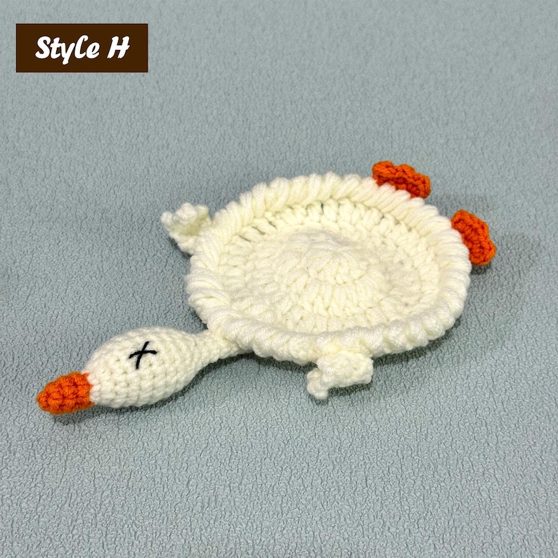 Adorable Crochet Critter Coaster, Handmade Coaster, Cute Drink Mat, Housewarming Gift, Office Desk Decor, Fox Frog Hippo Turtle Coaster Style H
