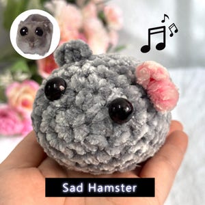 Knitted Squirrel Hamster,Sad Hamster Crochet WITH MUSIC,Crochet Sad Hamster,Meme Sad Hamster Plush,Sad Hamster Violin Song,Desk Decor