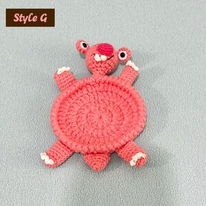 Adorable Crochet Critter Coaster, Handmade Coaster, Cute Drink Mat, Housewarming Gift, Office Desk Decor, Fox Frog Hippo Turtle Coaster Style G