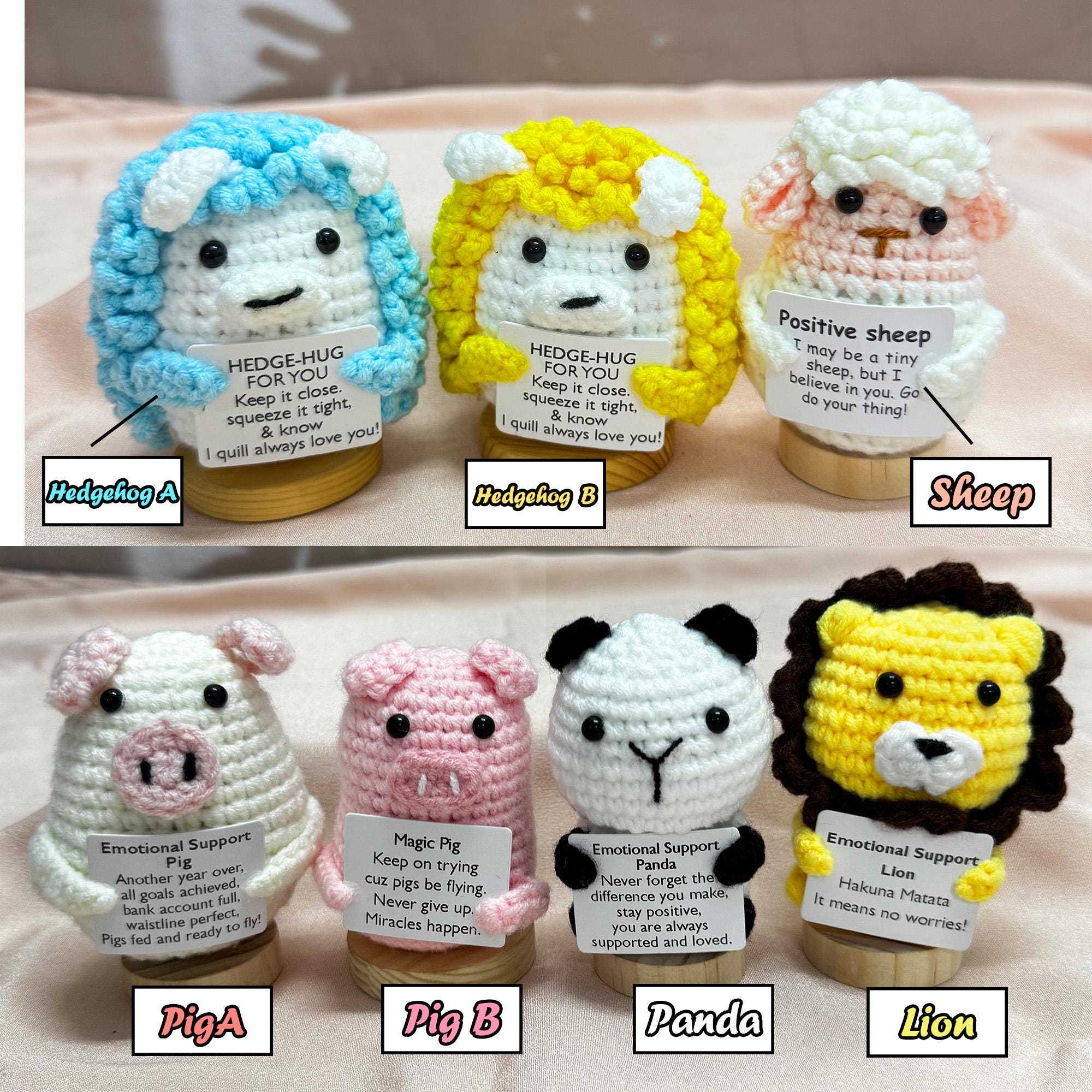 Animaletto All'Uncinetto Positivo - Peluche Morbido Da Scrivania, Supporto Emotivo, Regalo Antistress Per Donne, Uomini, Amici