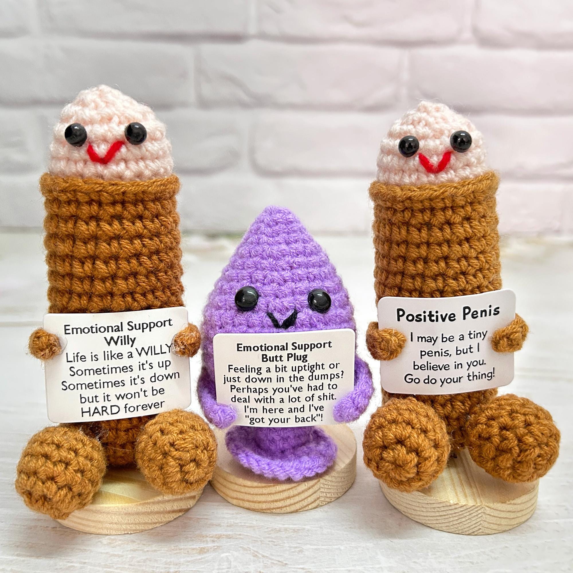 Funny & Adorable Emotional Support Butt Plug - Perfect Gag Gift for Laughter,Crochet Humor Gag Mature Gift Crochet Amigurumi Boyfriend