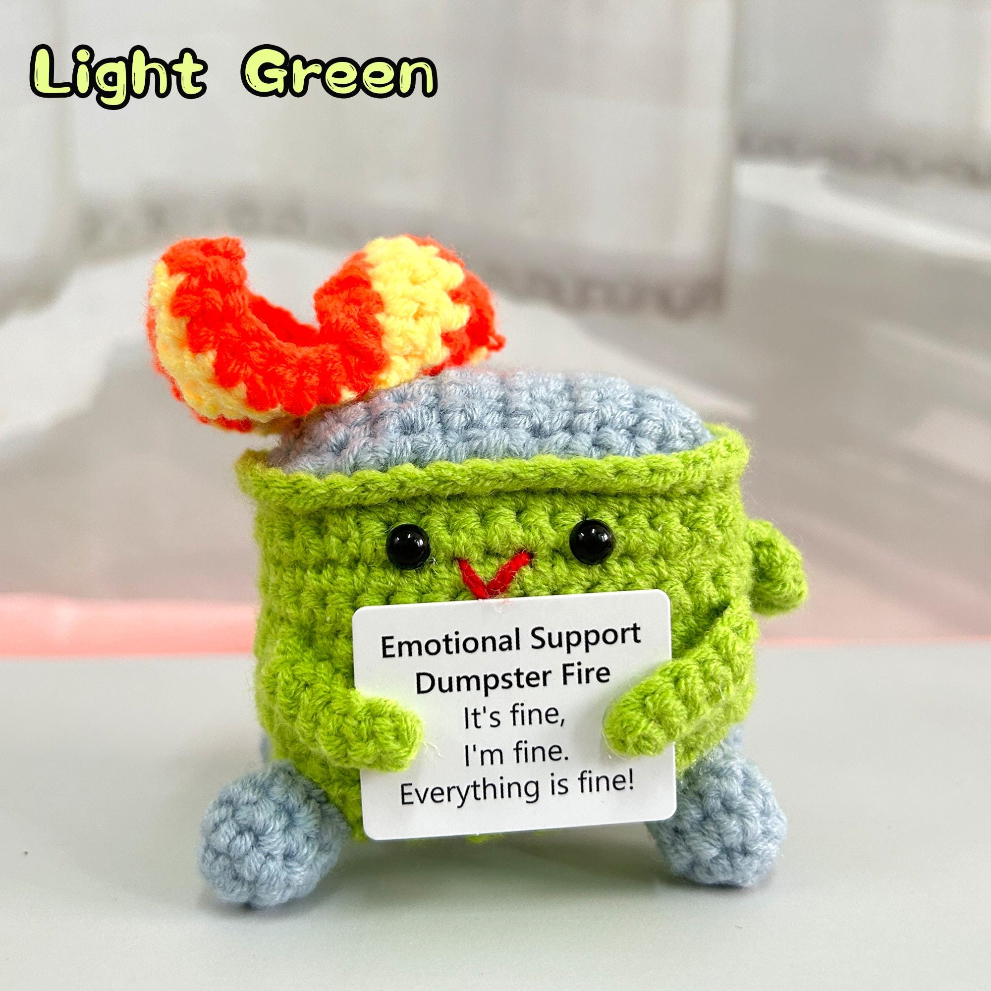 Crochet Trash Can,Burning Trash Can,Thank you for Supporting Me,Emotional Support Dumpster Fire,I&#39;m fine,InterestingGift,Back to school gift