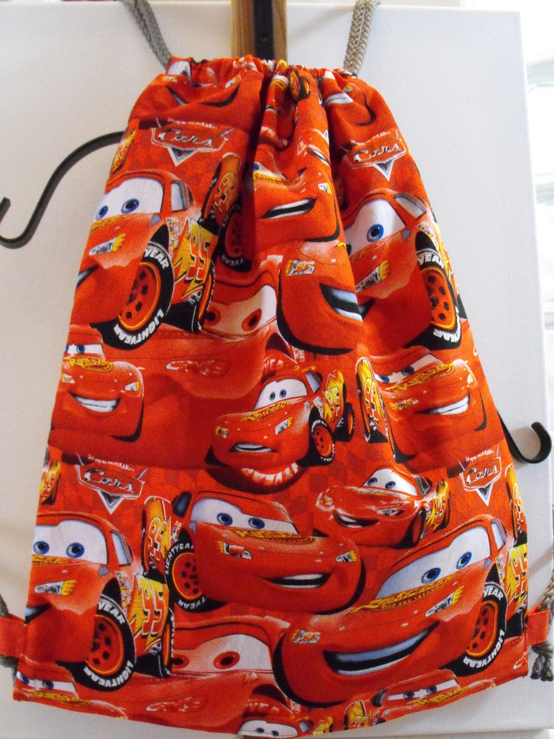 Disney Drawstring Backpack Disney Cars Handmade Gift Etsy