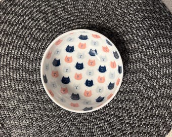 Cat Polka Dot Ceramic Pet Bowl - Japanese Design Kawaii