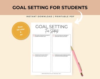 Student Goal Worksheet | College Planner, Study Habit Tracker (Digital Download)
