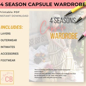 Seasonal Wardrobe System Digital Capsule Planner Printable Download Template Four Season Fashion Organizer Minimalist Closet Guide Essential Style Planning Tool Year Round Outfit Creator Versatile Clothing Collection Manager Simplified