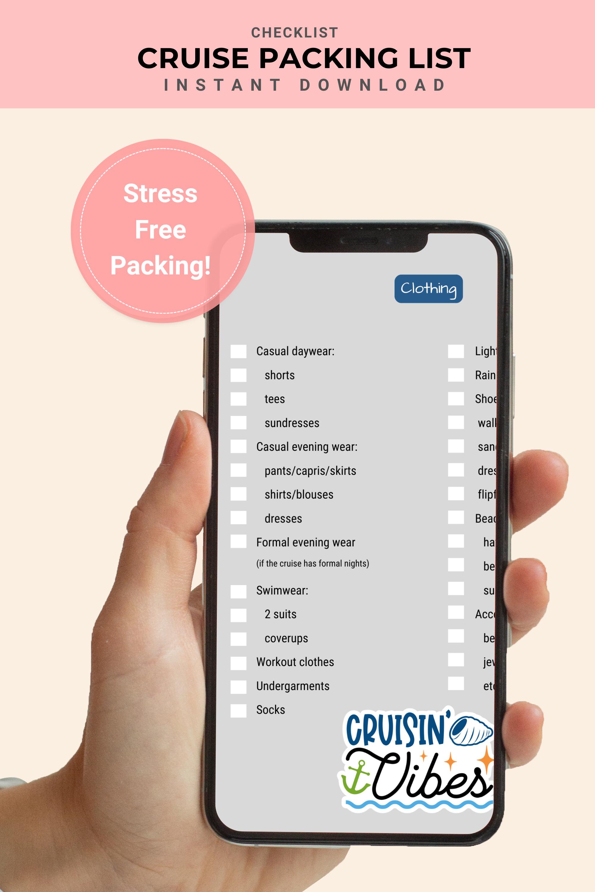 Cruise Packing List Cruise Vacation Packing Checklist for First Time