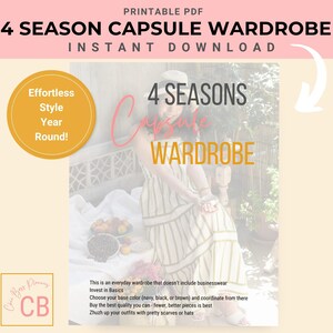 Capsule Wardrobe Planner Digital Download Printable Template Four Season Closet Organization System Minimalist Fashion Guide Year Round Planning Essential Style Collection Versatile Clothing Selection Declutter Solution Functional Wardrobe
