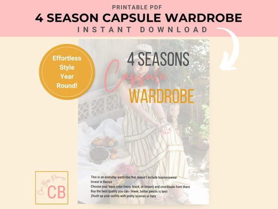 Capsule Wardrobe Planner Printable Download Digital Organizer Minimalist Closet Essentials Guide Seasonal Fashion System Template Year Round