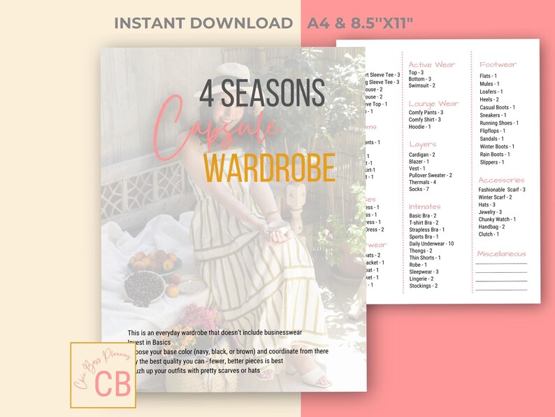 4-Season Capsule Wardrobe Planner, Minimalist Fashion Guide (Digital Download) image 6