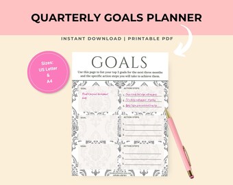 Quarterly Goal Planner Printable: Business Productivity, Self Development (PDF)