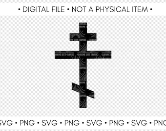 Orthodox Cross SVG Clipart – Three Bar Eastern Christian Clipart (Digital File)