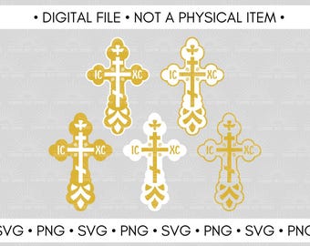 Orthodox Cross Vector File - St. Xenia Cross - Gold and White (Digital Download)