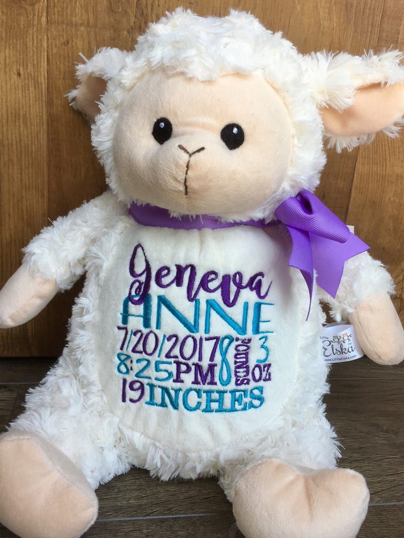 Personalized stuffed animalPersonalized Baby Gift, Birth Announcement, Plush Soft Toy, Keepsake, Stuffed Animal, Furry LAMB image 2
