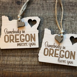 OREGON Ornament OR Magnet ONE Single Laser Engraved Wooden Personalized Gift Unique Gift