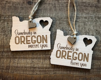 OREGON Ornament OR Magnet ONE Single Laser Engraved Wooden Personalized Gift Unique Gift