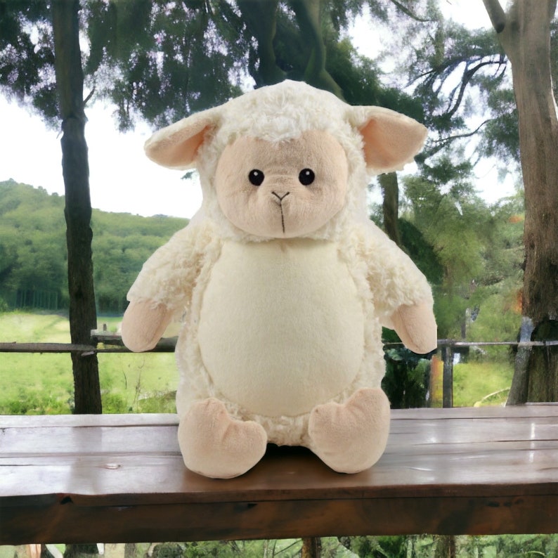 Personalized stuffed animalPersonalized Baby Gift, Birth Announcement, Plush Soft Toy, Keepsake, Stuffed Animal, Furry LAMB image 1