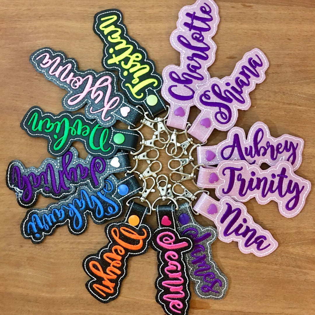 Embroidered name best sale keychain