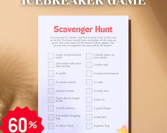 Printable Birthday Party Icebreaker Game: Scavenger Hunt (PDF Download)