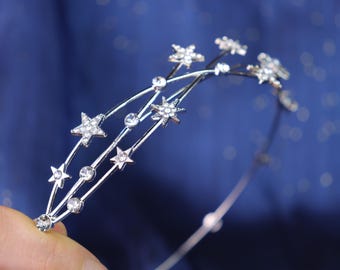 Handmade Star Wedding Crown,Crystal Star Tiara Bridal Crown, Bridal Tiara, Wedding Tiara, Bridal Crown, Wedding Crown, Crystal Wedding