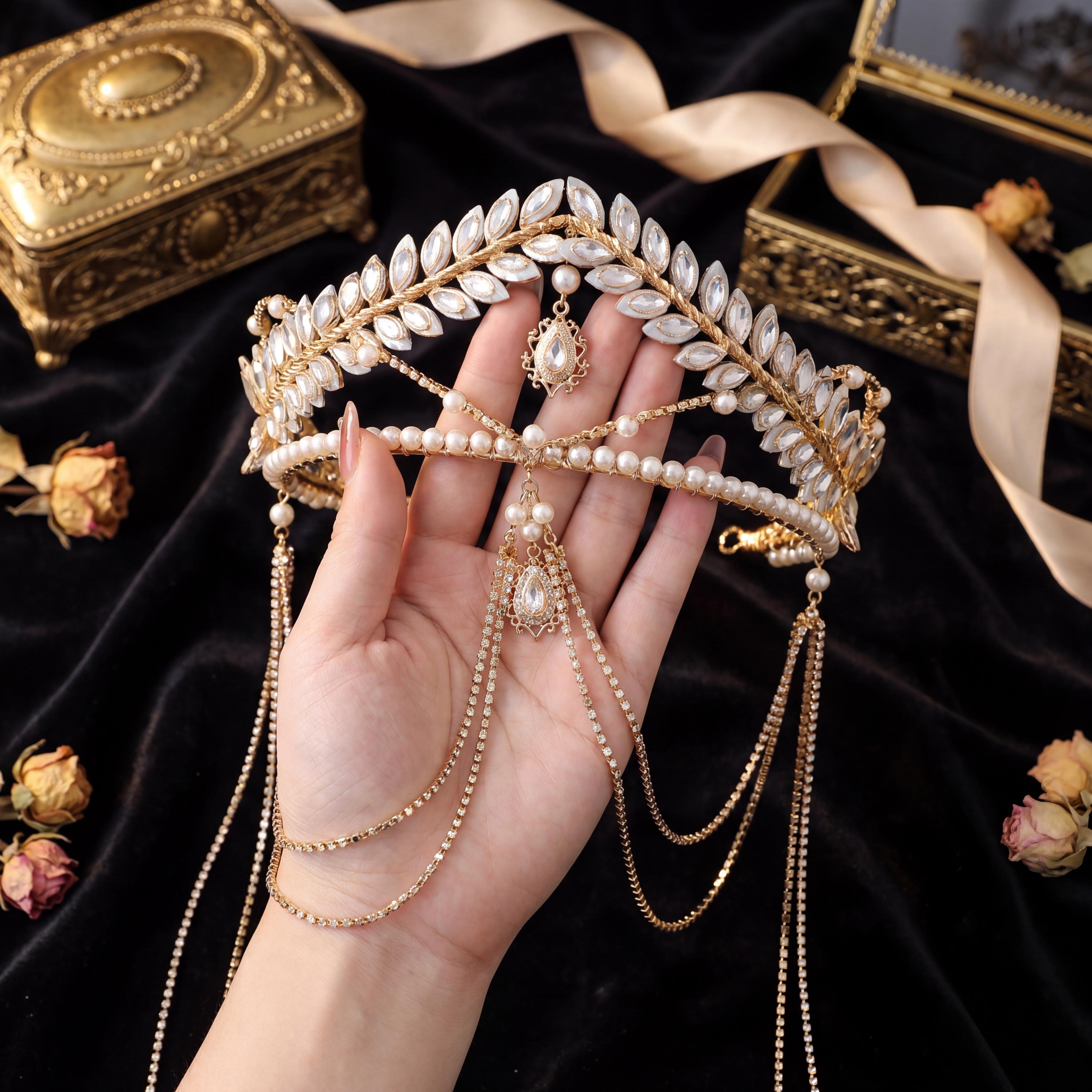 Rhinestone Tassel Headband - Etsy