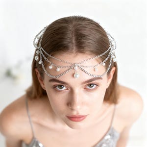 Tiara Diadem Copricapo Gioielli Capelli Sposa Strass Matrimonio Corona Perle - Foto 4