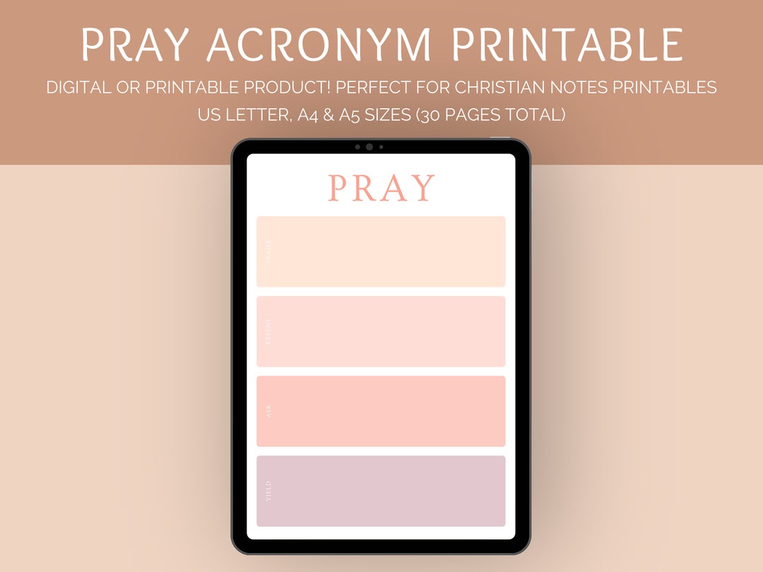 PRAY Prayer Method Template Printable | Prayer Guide | Bible Study ...