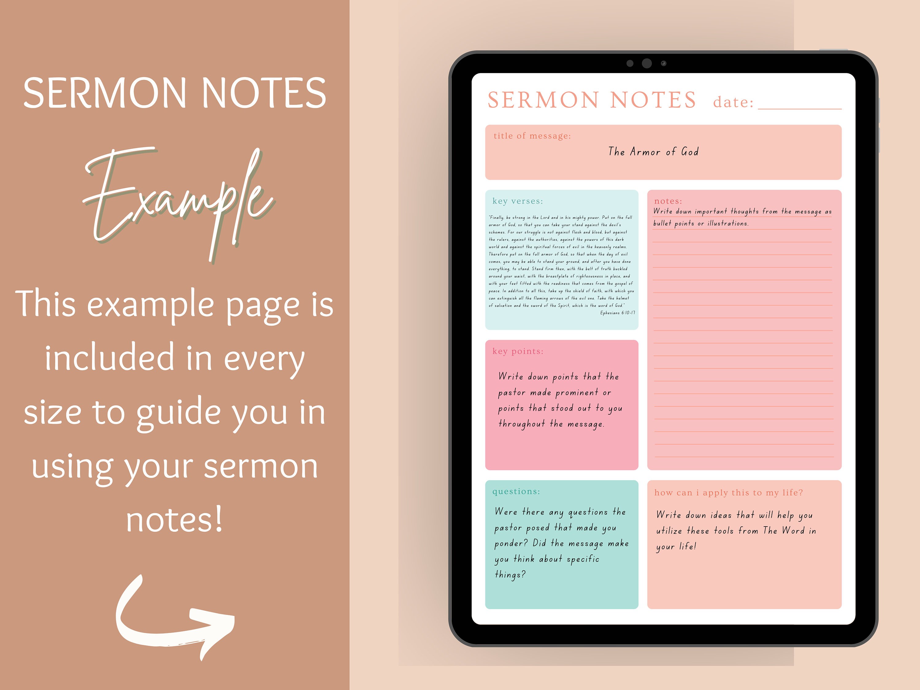 Sermon Notes Template Printable | Bible Study Journal Pages | Poppy ...