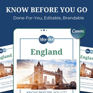 England Travel Agent Client Guide: Know Before You Go, Brand it in Canva