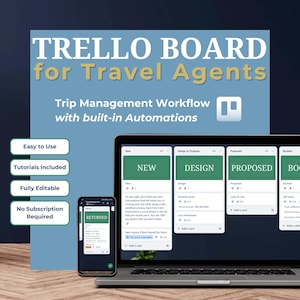 Travel Agent Trello Board | Client Workflow & Trip Management Template | Travel Business Organizer