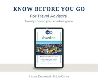Guía de viaje a Suecia para agentes de viajes: Plantilla de Canva (descarga digital)