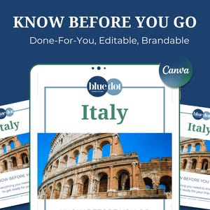 Italy Travel Agent Client Guide: Know Before You Go, Brand it in Canva