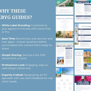May include: A blue and white graphic with the text "WHY THESE KBYG GUIDES?" and bullet points describing the benefits of using the guides. The benefits include white label branding, saving time, simple sharing, professional look, and expertly crafted.