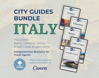 Italy Bundle: Travel Agent White Label City Guides, Brand in Canva