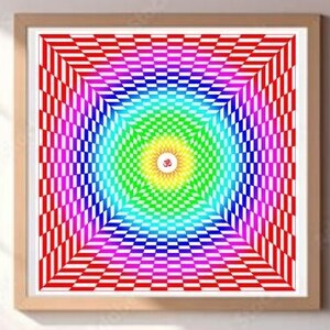 Rainbow Square Mandala – Pranic Vision Portal – Sacred Geometry Wall Art for Healing Spaces