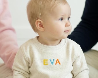 Personalized Embroidered Baby Name Sweater, Birth Announcement, Toddler Sweatshirt, Custom Kid Sweatshirt, Baby Keepsake, Mother's Day Gift